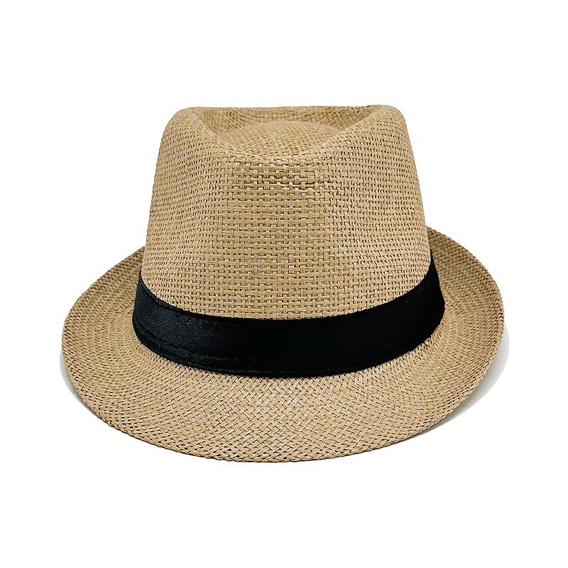 Unisex Woven Straw Fedora Sun Hat - Outdoor Beach Jazz Hat with Sun Protection