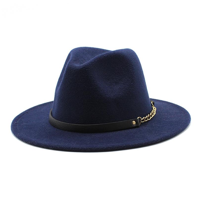 British Style Men And Women Jazz Woolen Hat Big Eave Hat Classic Woolen Hat
