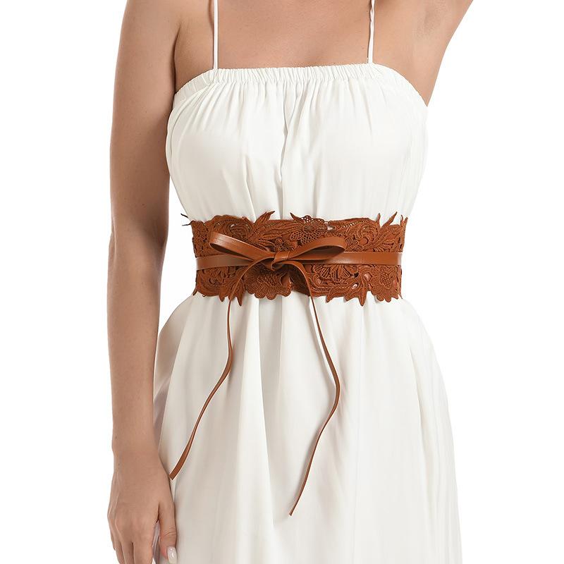 Elegant and Exquisite Ladies' Lace Flower Waist Seal Water-soluble Lace Lace Tie Ladies' Wide Waist Belt