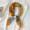 Tree Oil Painting Print Neckerchief Classic Imitation Silk Square Scarf Breathable Bandana Head Wrap Hair Accessories