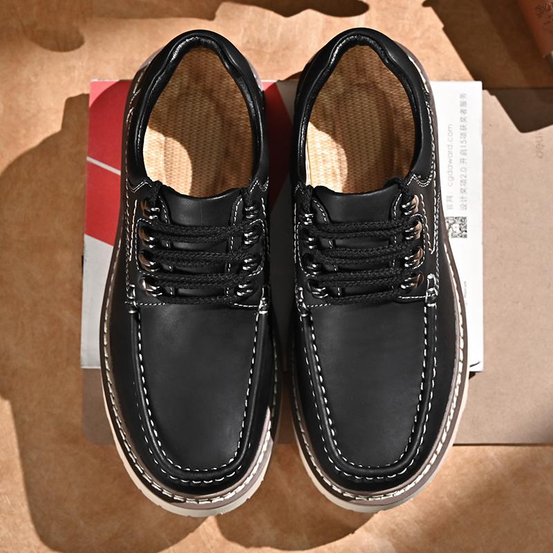 Fashion Handmade Designer Outdoor Men Shoes Casual Leather Thick Bottom Walking Shoes Fashion 2025 New Comfy Business Antiskid Footwear