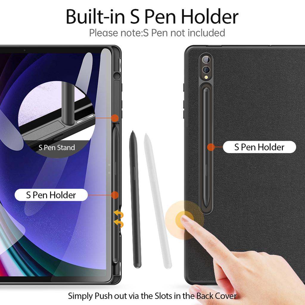 DUX DUCIS Domo Serie für Samsung Galaxy Tab S10+/S9+/S9 FE+ Hülle Dreifach faltbarer Ständer Lederabdeckung Auto Wake/Sleep