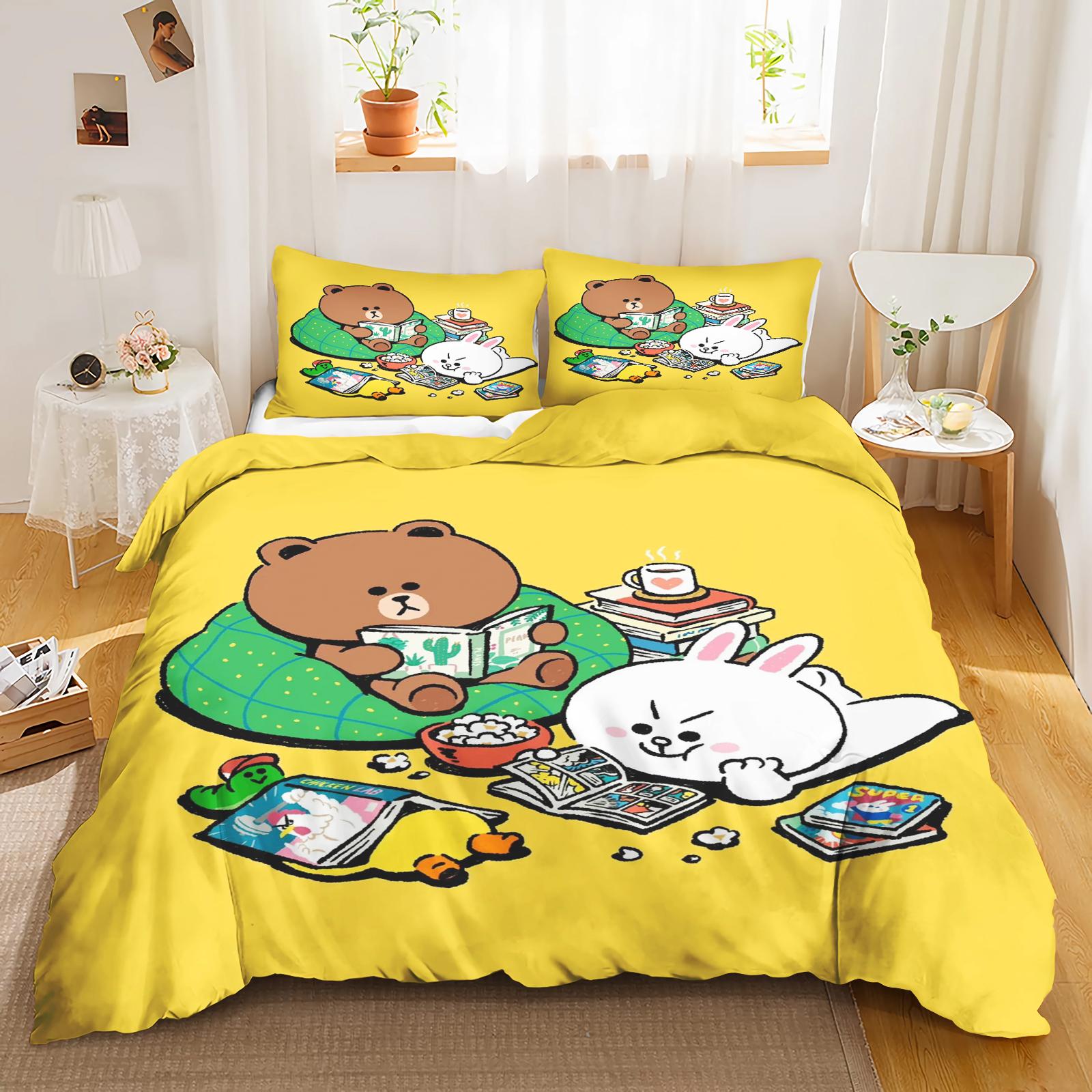 

Comforter Linefriends Printed 3-Piece Set 1 Quilt Bedding Set Twin Size Sets Queen 3D Children S Bedding Comforter (quilt)-EU Single(135*200cm)3pcs