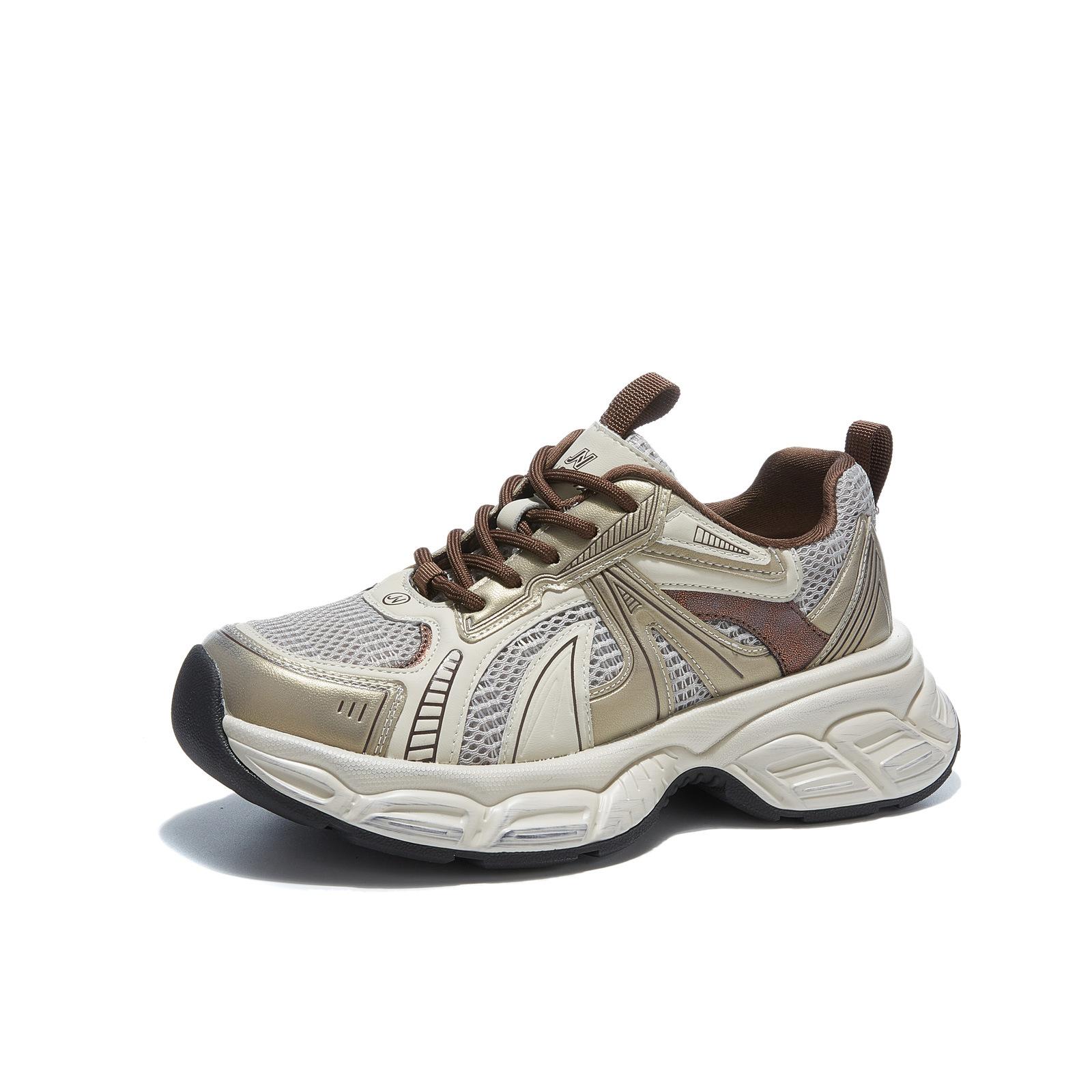 

Весенне-осенние новые женские туфли на шнуровке, на толстой подошве, увеличивающие рост, универсальные, в стиле ретро, с цветовой блокировкой, спортивные и повседневные 40