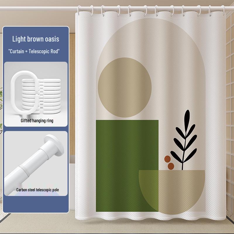 High-End Minimalist Floral Shower Curtain Set: Lazy-Style, Thickened, Waterproof, Mildew & Wrinkle Resistant.