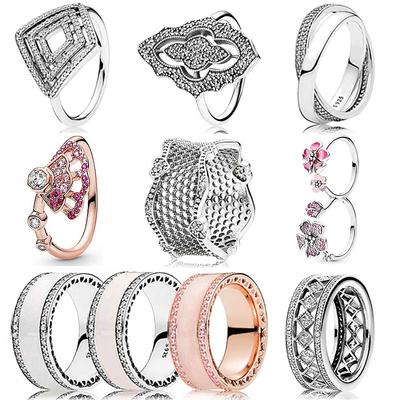Nowy 925 Sterling Silver popularny pierścionek ażurowy Vintage fascynacja koronka miłości obietnica podpis zespół pierścionek dla kobiet biżuteria