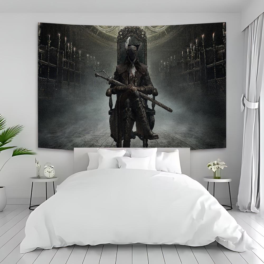 Game Bloodborne Cartoon Tapestry Art Science Fiction Room Home Decor Wall Hanging Sheets