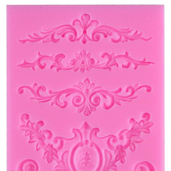 3Pcs Baroque Style Silicone Mold Flexible Non-Stick Flower Lace Mold Fondant Chocolate Decorating Tools for Wedding Birthday