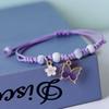 Bohemian Butterfly Flower Bracelets For Women Girls Handmade Purple Blue Pink Beads Braided Rope Chain Bracelet Bangles BFF Gift