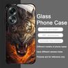 Golden Black Tiger Stripe Flame Print Tempered Glass Phone Case for OPPO Realme 13 Pro Plus 12 11 10 9i C55 X7 GT Neo 2 3T Cover