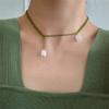 Elegant Green Rice Bead Chain Necklace for Women Romantic Lily of The Valley Pendant Necklace Various Wearing Neck Jewelry