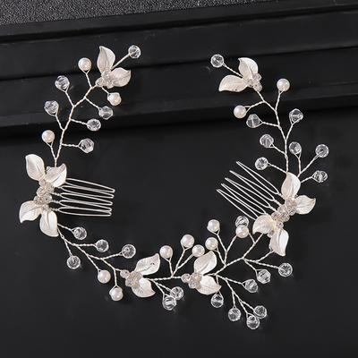 Pearl Rhinestone Women Headband Wedding Hair Accessories For Women Bride Tiara Headband Hair Jewelry Silver Color Hairband