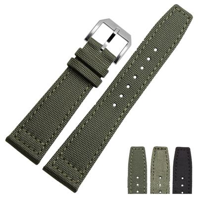Watchband 20mm 21mm 22mm Naylon Kanvas Kumaş Saat Bandı IWC Pilot Spitfire Timezone Top Gun Kayışı Yeşil Siyah Kemerler Kol Saati Kayışları