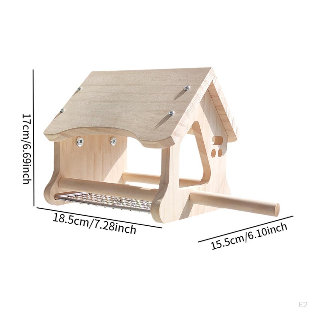 Wooden Bird House Perch Stand Fashion Cottage DIY Craft Hanging Birds Nest Birdhouse for Gift