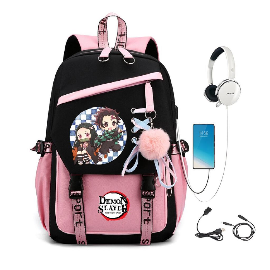 Peripheral Spine Backpack Strap Usb Multifunctional Student Schoolbag Animation Cartoon Children'S Backpack