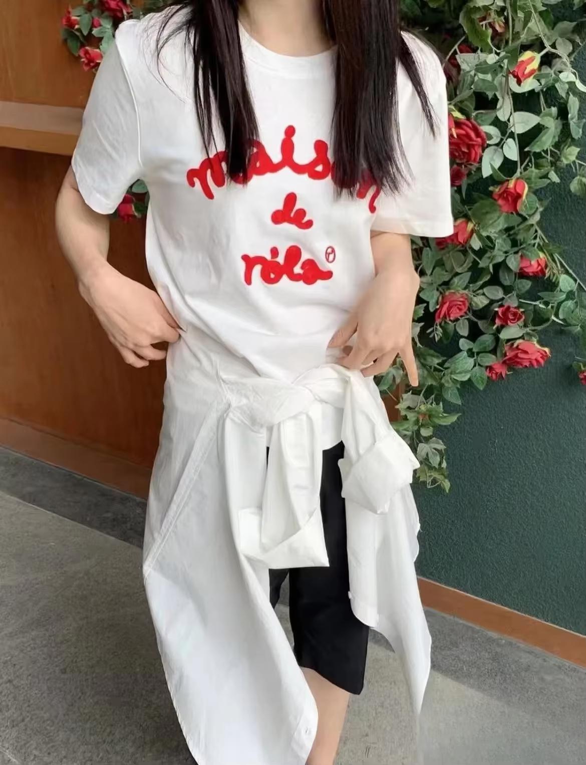 

2025 Корейские Модные Футболки с Коротким Рукавом с Принтом Букв Rolarola Женские Летние Хлопковые Топы в Том же Стиле, что и у Чжан Юаньин 4XL