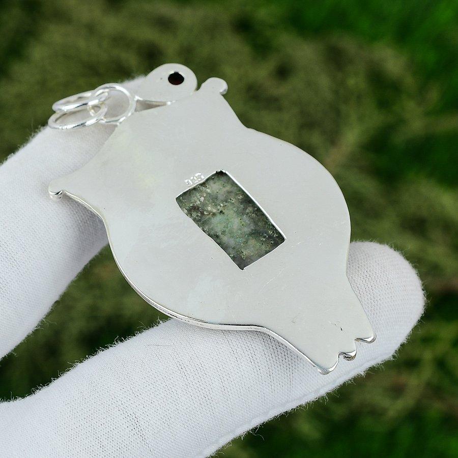 925 Sterling Silver Tree Agate Gemstone Mozambique Garnet Engagement New Pendant
