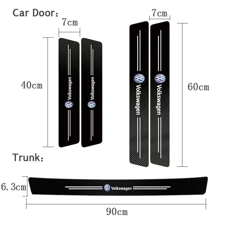 1/4/5Pcs Car Door Sill Carbon Microfiber Protector Sticker For Volkswagen VW Golf Passat GTI Amarok Teramont Phaeton ID.3 SharanNB5