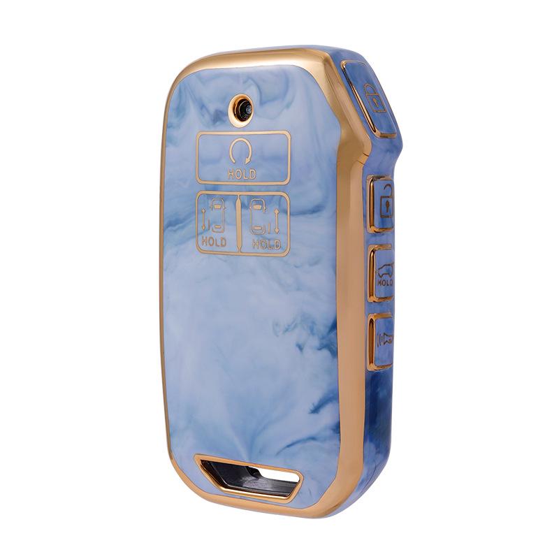 Kia K3 Car Key Case: Compatible with K2, KX3, KX5, Sportage, Soul, and Forte - Gem Pattern Shell with Buckle