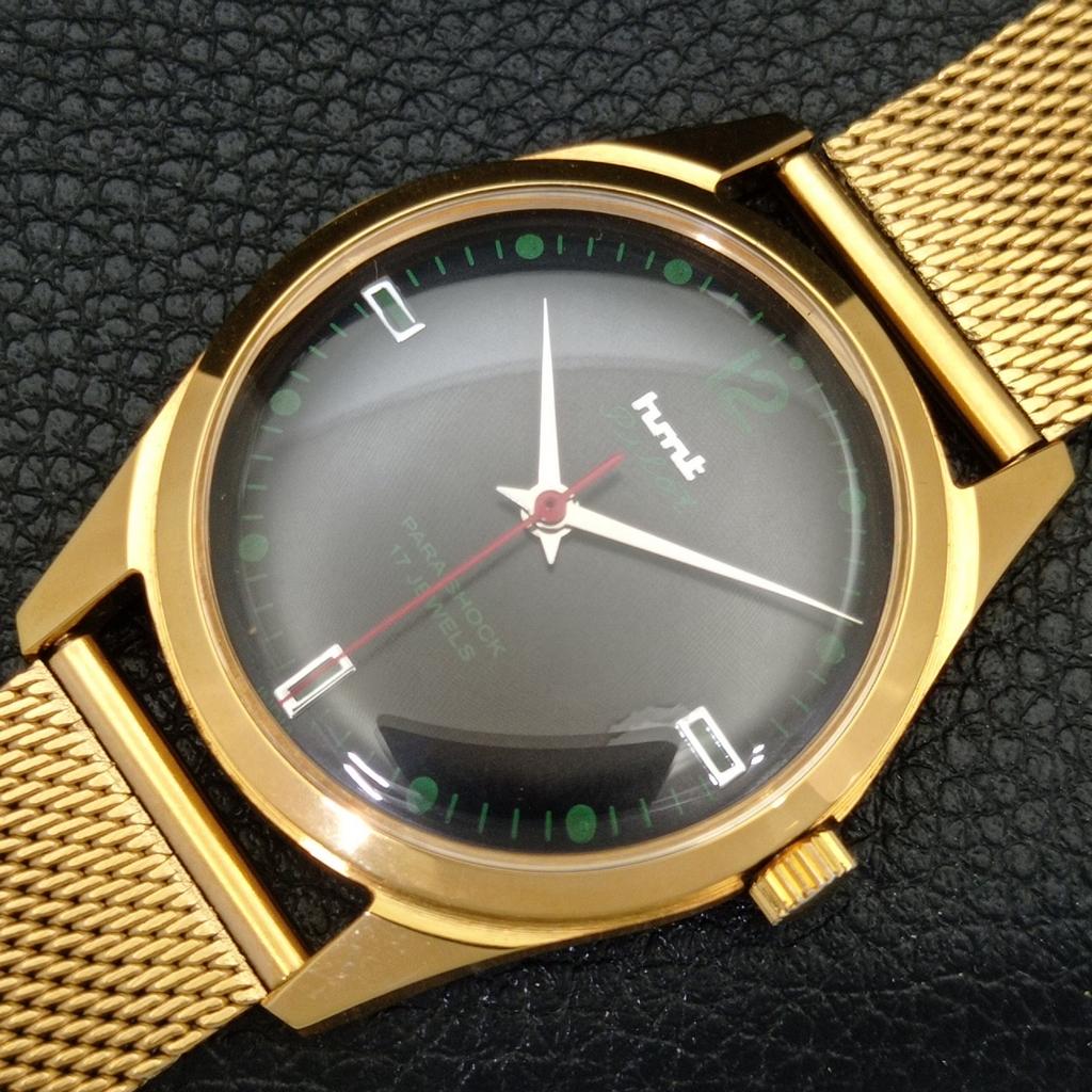 HMT PILOT VINTAGE HANDAUFZUG INDISCHE HERREN SCHWARZES ZIFFERBLATT UHR a702078-5