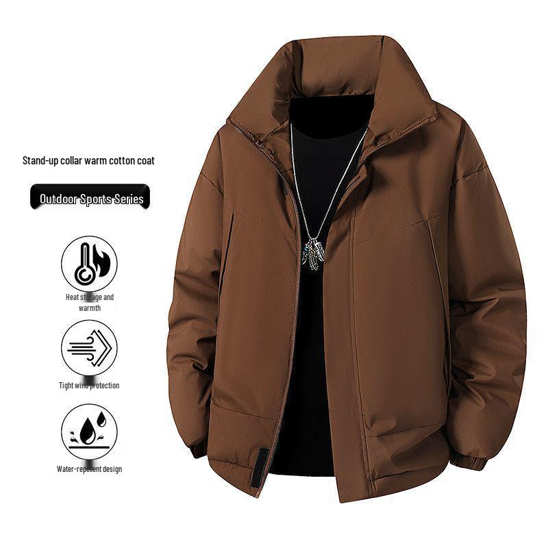 

Men s Fleece-Lined Winter Stand-Up Collar Cotton Jacket 2XL (160-180 lbs)
