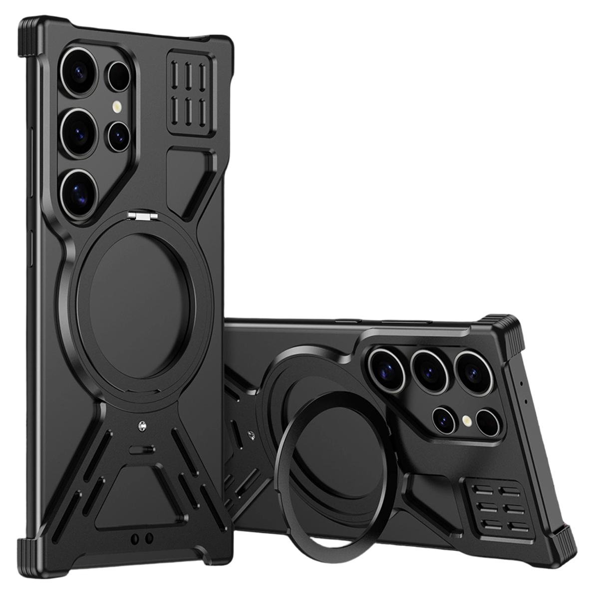 

For Samsung Galaxy S23 Ultra Magnetic Bumper Case Rotating Kickstand Metal Phone Cover