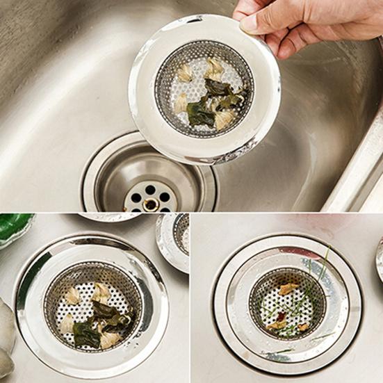 Stainless Steel Mesh Sink Strainer Trap Bath Hair Drain Hole Metal Flume Filter