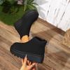 Fashion Leather Snow Boots Women Ankle Booties Platform Wedge Winter Plush Chelsea Boots Shoes for Women