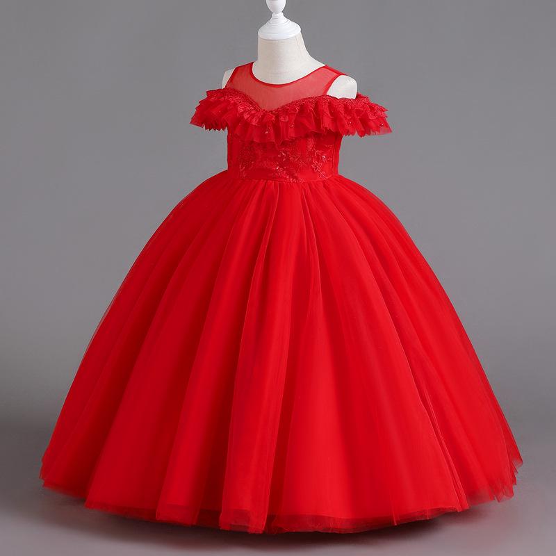 Children's Elegant Fluffy Princess Gown for Little Girls - Wedding, Host, or Piano Performance Dress