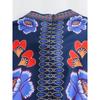 Vintage Print O-Neck Patchwork Maxi Dress Women Fashion Lantern Sleeves Loose Long Dresses Lady Casual Vacation Streetwear