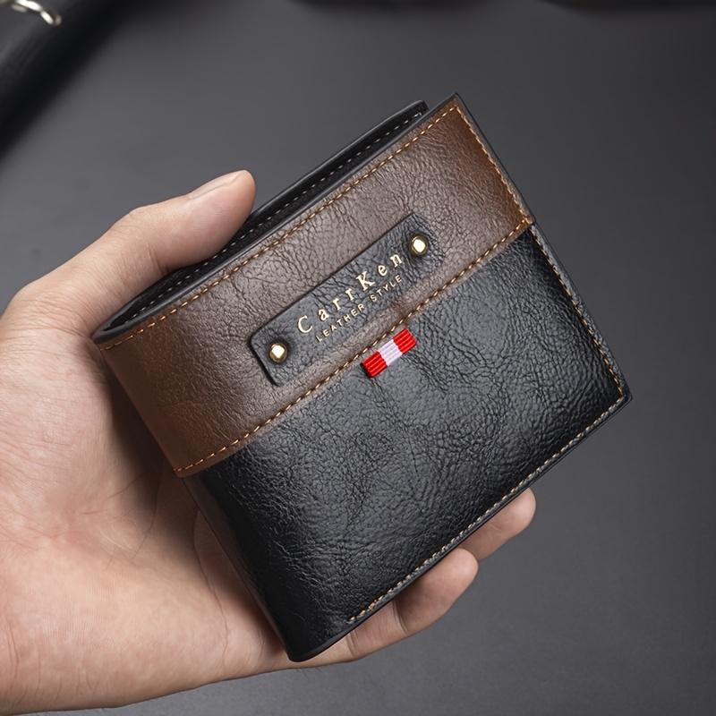 

Men S Vintage Casual Bifold Wallet, Faux Leather with Zipper Closure, Polyester Lined, Multiple Card Slots, Ideal Gift for Outdoor Travel чорний