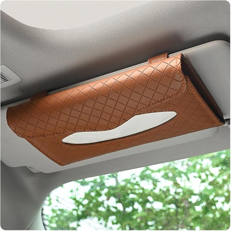 Car Tissue Holder, Automotive Sun Visor Napkin Holder, PU Leather Tissue Case for Sun Visor & Seat Back with Tissue Refill, Universal Interior Car