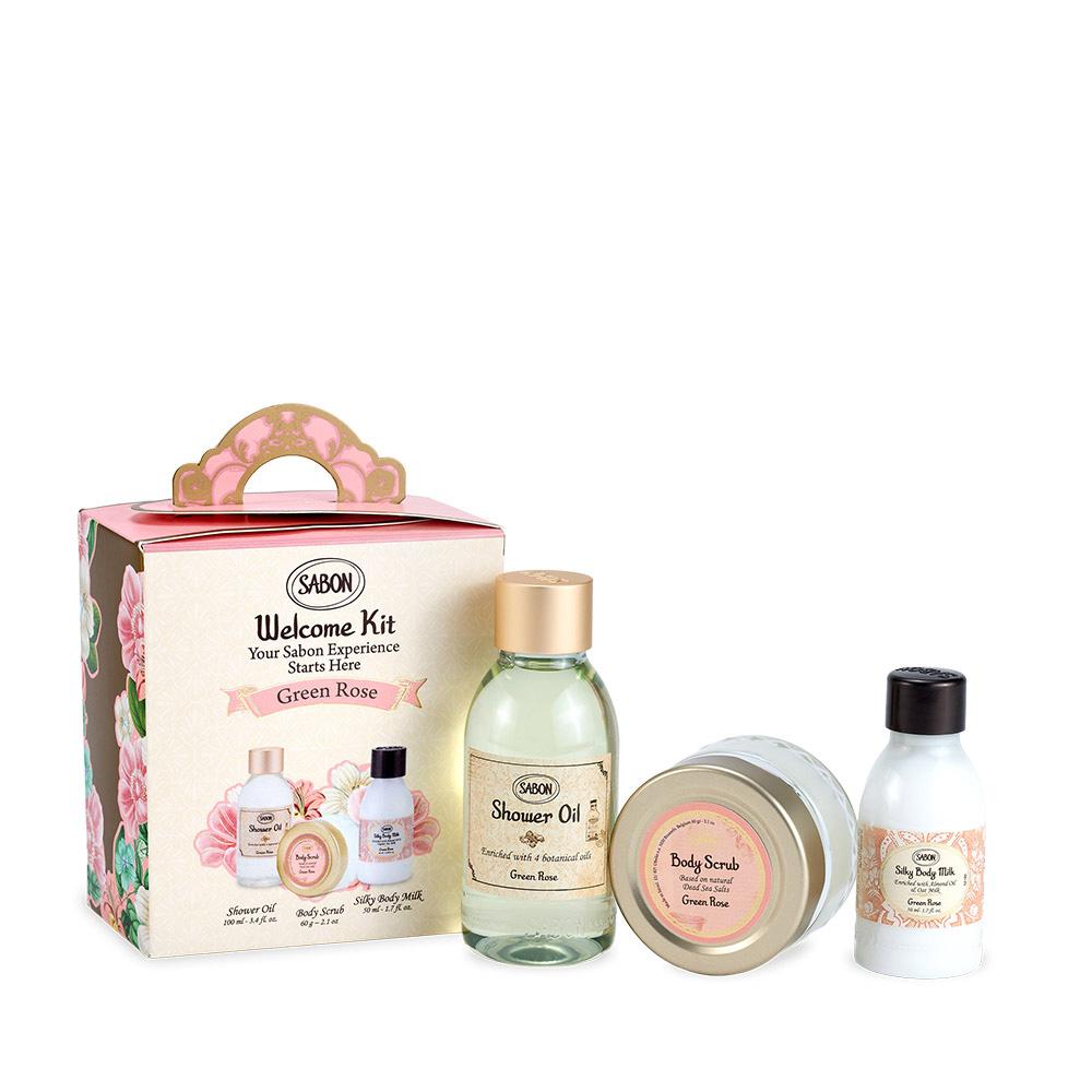 [Sabon] Green Rose Welcome Kit (Shower Oil & Body Scrub & Silky Body Milk)