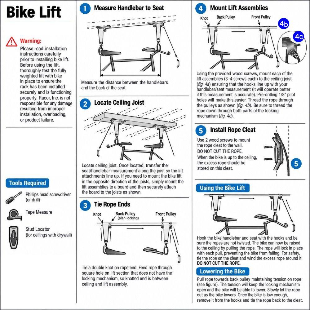 Heavy Duty Bicycle Hoist Rack Nylon Lifting Rope Bicycle Storage Hanger Garage Bicycle Storage