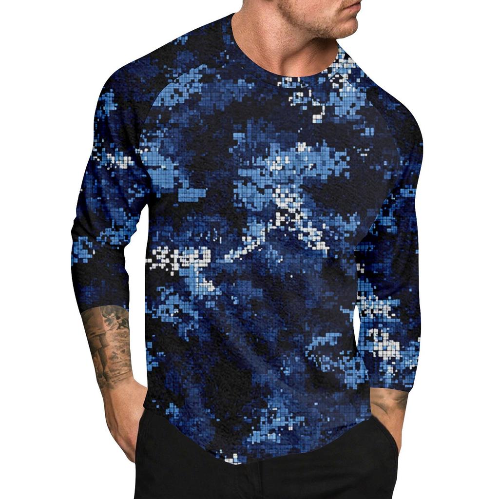 Pánské tričko s krátkým rukávem s potiskem ve stylu maskování a raglánovými rukávy