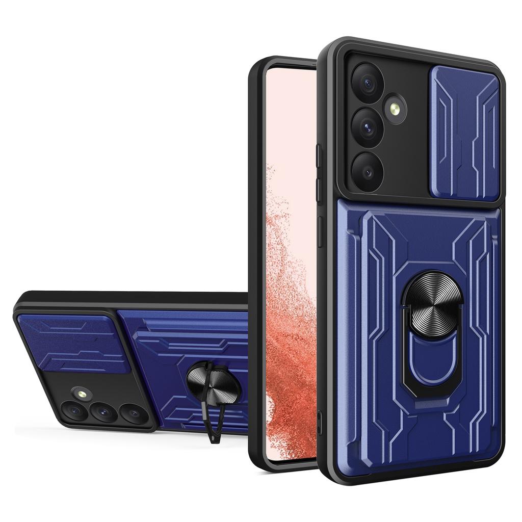 For Samsung Galaxy A55 5G Case PC+TPU Kickstand Phone Back Cover with Camera Slider