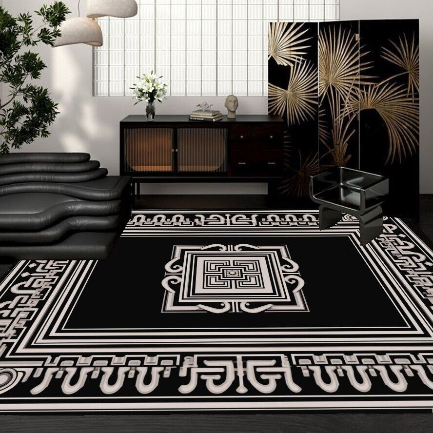 Post-modern Geometric Decorative Living Room Carpet Luxury Home Lounge Floor Mat Advanced Black Bedroom Decor Large Area Rug