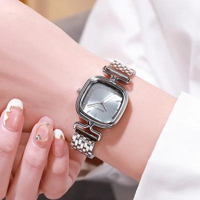 Luxury  New Ladies Simple Small Square Quartz Watch Fashion Women Stainless Steel Silver Strap Business Clock Wristwatch