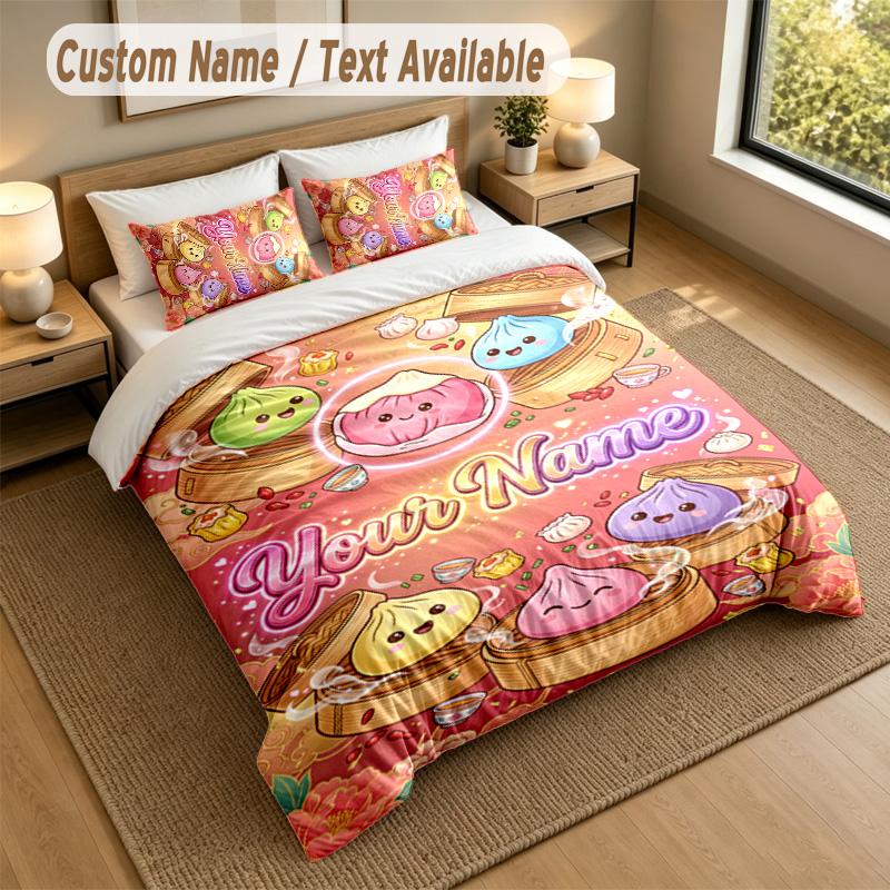Decorative Artwork Theme Personalized 3Pcs Bedding Set Custom Text & Name 1 Sheet 2 Pillowcases Household Bedding 1pc