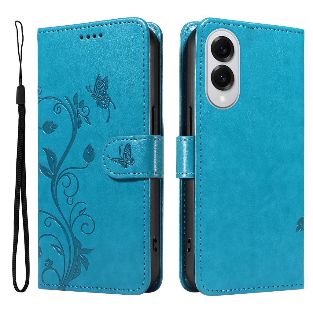 For Samsung Galaxy S25 Edge PU Leather Cases Flower Pattern Wallet Stand Phone Cover with Strap