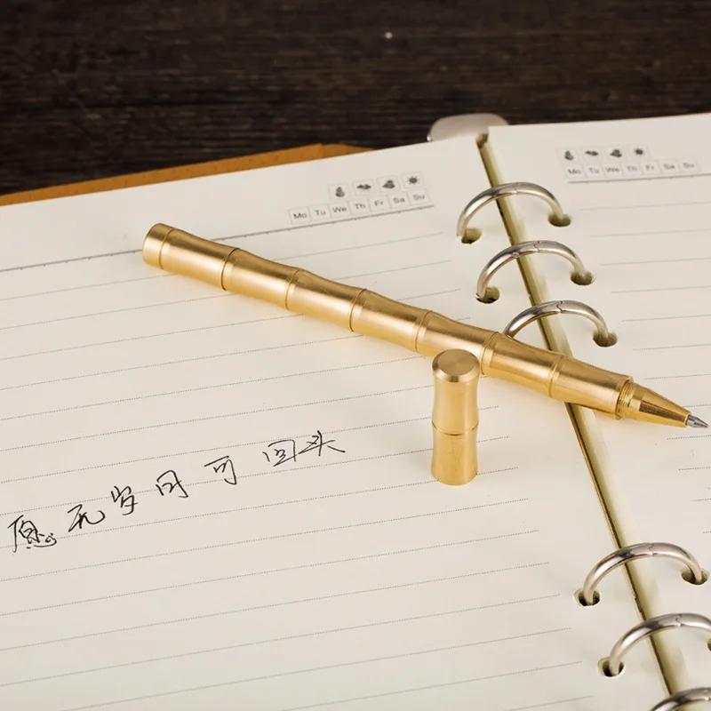 Hochwertiger Vollmetall-Slub-Messingstift für Geschäftsleute, zum Unterschreiben, als Geschenk, Bambus-Kugelschreiber, Schulbedarf, Büroaccessoires