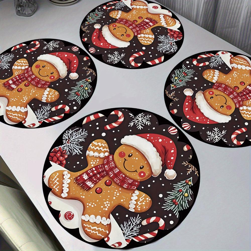 Weihnachtsmann Schneeflocken Weihnachten Platzset Rund Weihnachtsdeko Tischdecke Langlebige Tischsets