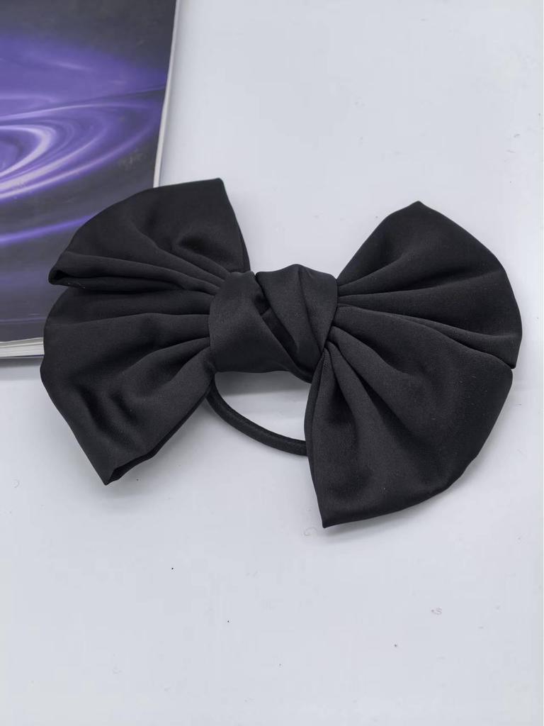 Korean Retro Satin Large Bow Elastic Hair Tie – Multi-Color Versatile Hair Accessory for Girls