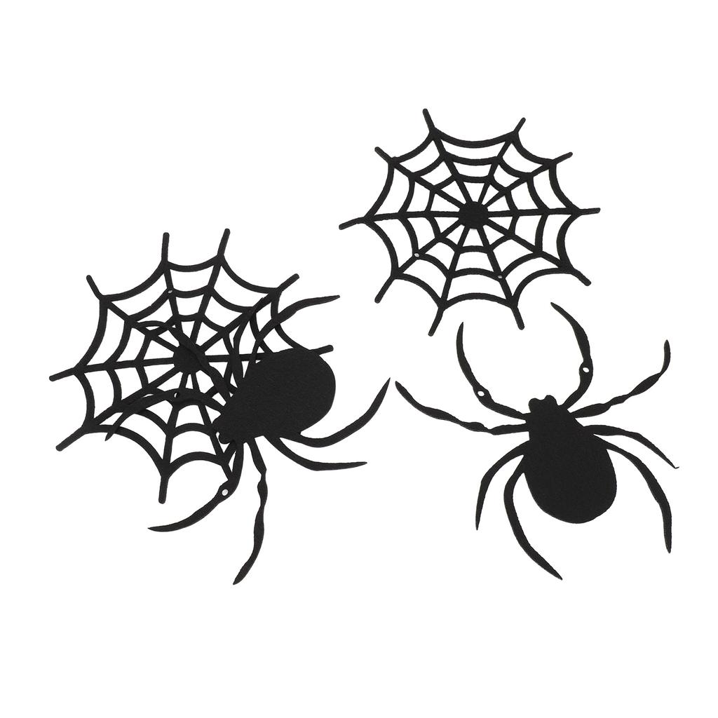 2 Set Black Spider Garland Home Decoration Thick Felt Spooky Hanging Spider Web Banner for Haunted Mansion Home Mantle