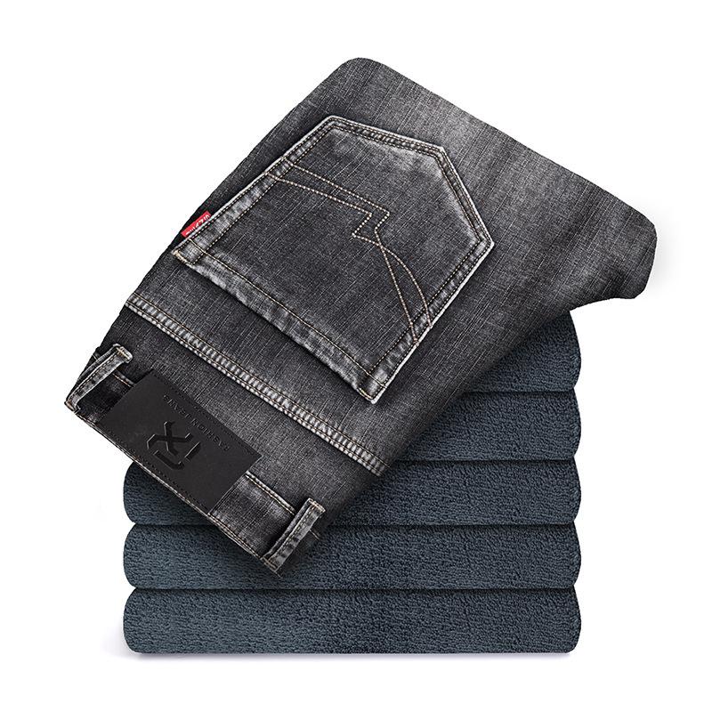 High-end winter velvet jeans loose straight elastic thickened warm cotton velvet long pants tide