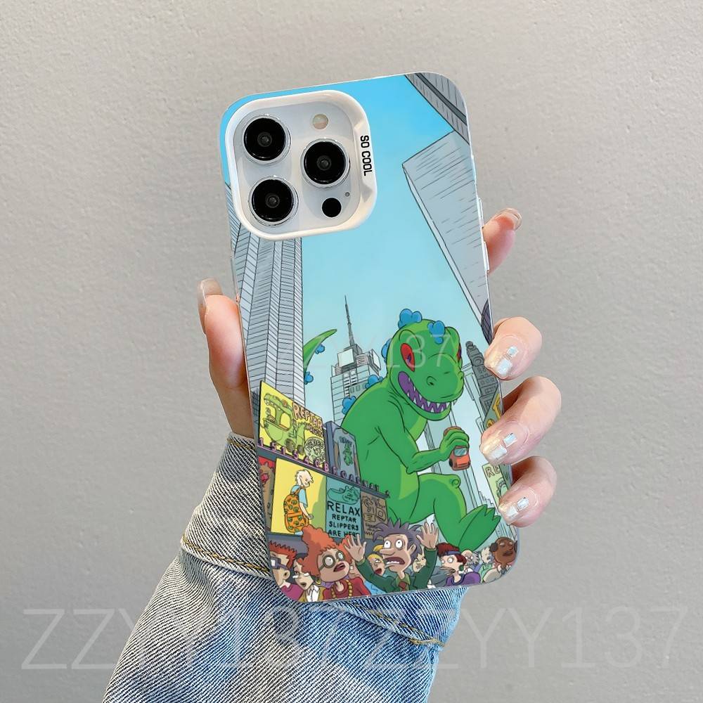 R-Rugrats Funny Cartoon Phone Case For iPhone 16,15,14,13,12,11,8,7,Pro,Max,Plus,Mini,XS,SE White Candy Matte Shockproof Cover