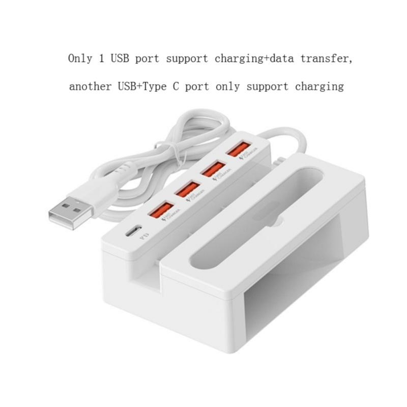 Multiple Port USB Hubs Converters with 4 USB and Type C Port Plus Phone Stand for Charging Multiple Devices