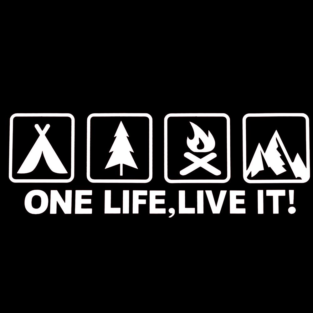 

One Life Live It Кемпинг Креативные светоотражающие наклейки на автомобиль Предупреждающие наклейки на окна автомобиля Универсальные наклейки на автомобиль Автомобильные аксессуары