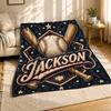 Jackson Crossed Bats Coral Fleece Blanket Baseball Name Decor
