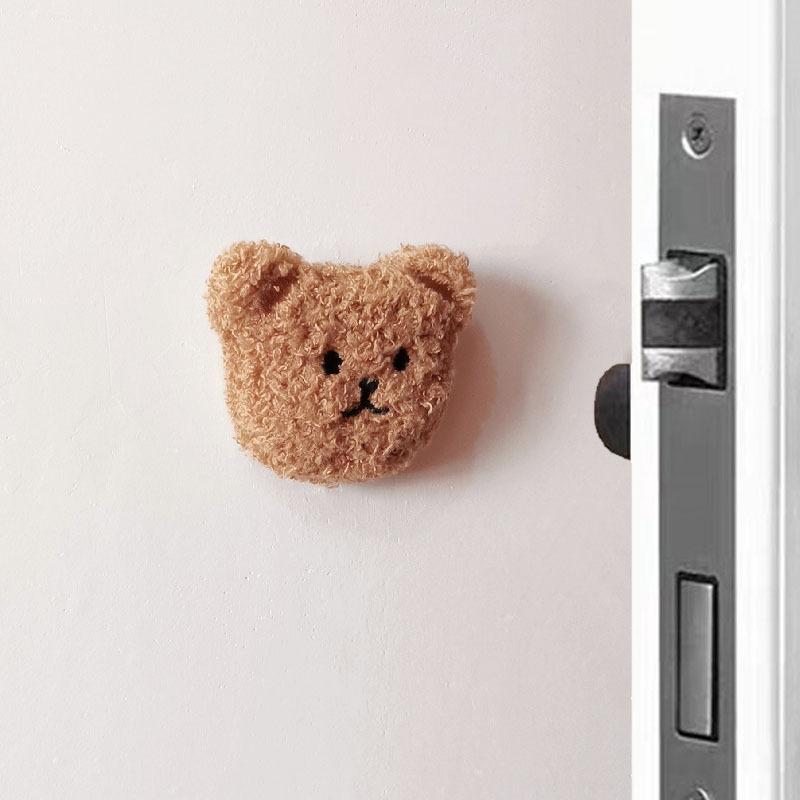 Ins Korean Bear Children's Room Door Rear Handle Silent Anti-collision Sticker Cushion Anti-Bump Wall Protector Door Stopper